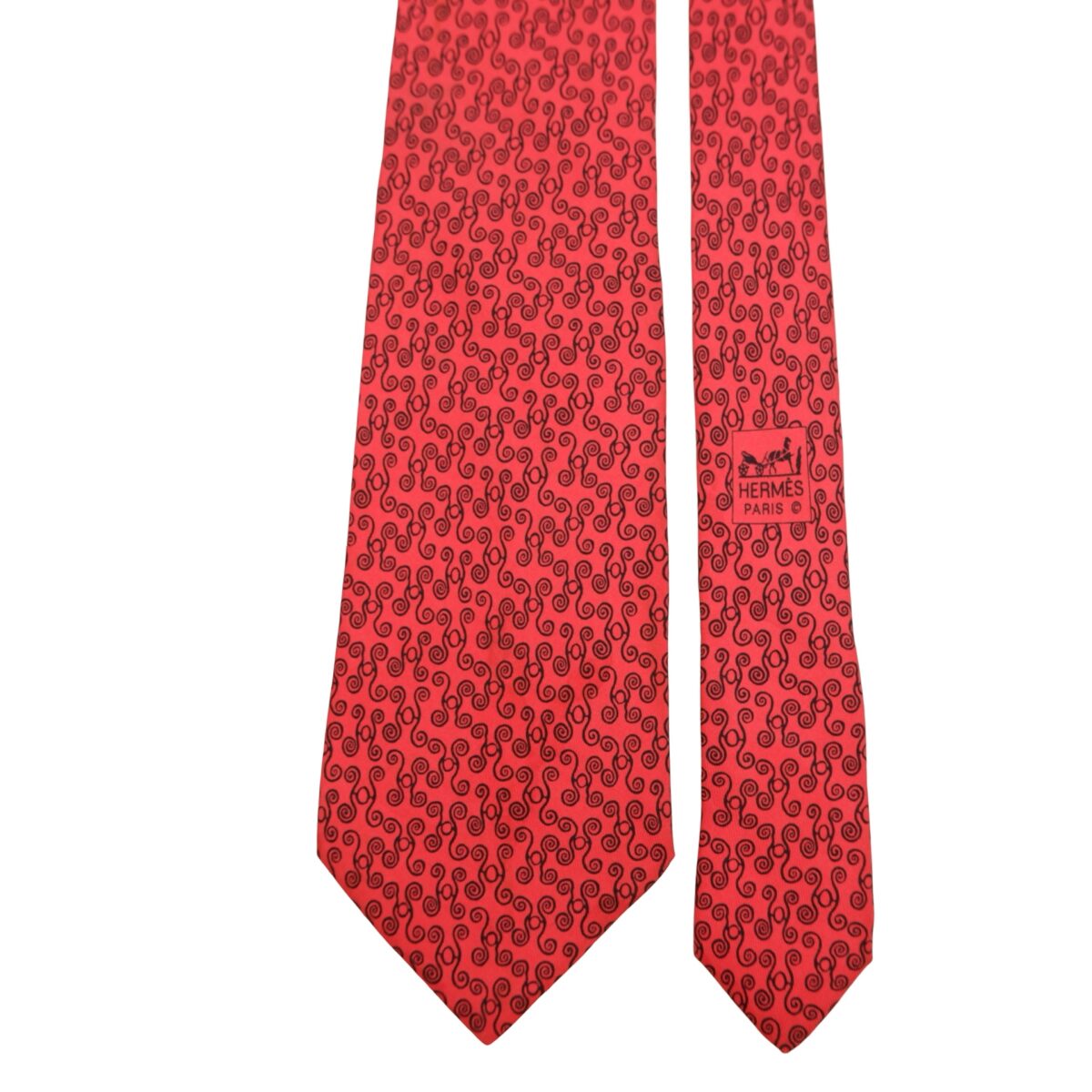 Hermes Tie Silk Red Geometric (US Import Tax Included) | mesabb clothing Hermes Tie Silk Red Geometric (US Import Tax Included) มุมที่ 3