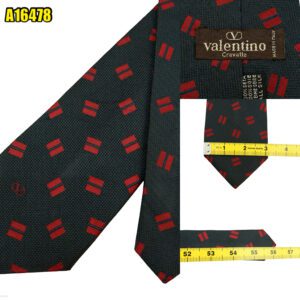 Valentino Tie Silk Black Geometric Italy (US Import Tax Included) มุมที่ 1