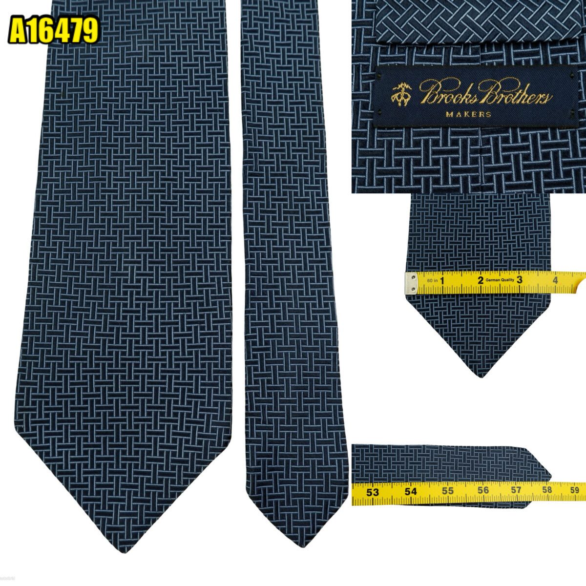 created by photogrid Brooks Brothers Tie Silk Navy Geometric USA (US Import Tax Included) มุมที่ 1