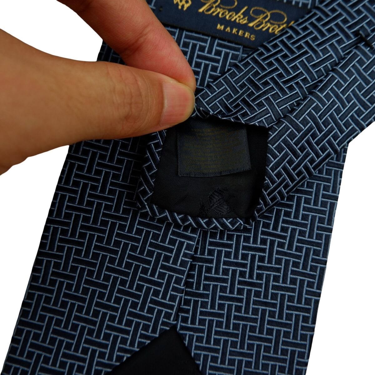 a16479 10 Brooks Brothers Tie Silk Navy Geometric USA (US Import Tax Included) มุมที่ 10