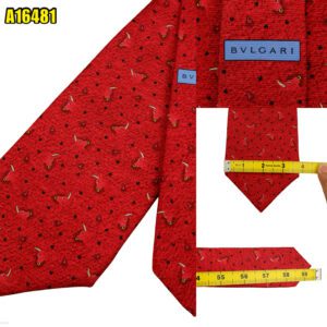 Bvlgari Tie Silk Red Animal Pattern Italy (US Import Tax Included) มุมที่ 1