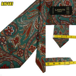 Lanvin Tie Silk Green Abstract Pattern Italy (US Import Tax Included) มุมที่ 1