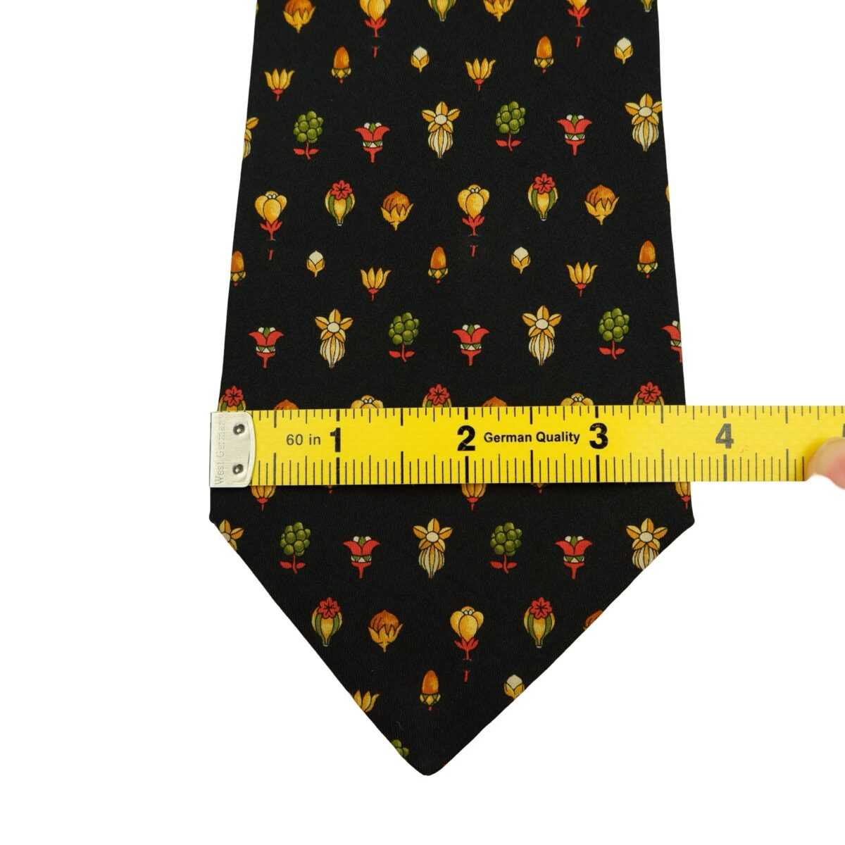 a16488 11 Salvatore Ferragamo Tie Silk Black Floral Pattern Italy (US Import Tax Included) มุมที่ 11