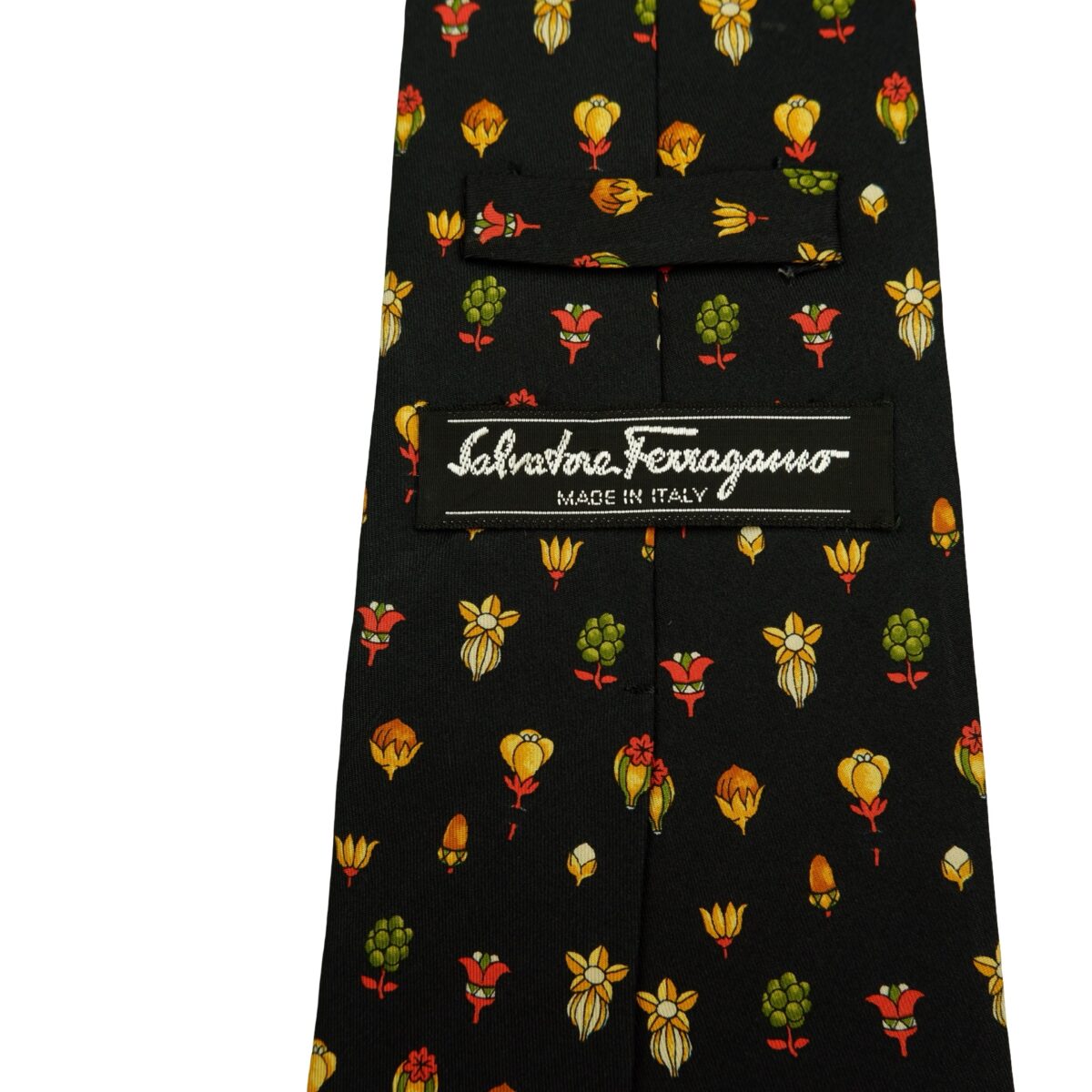 a16488 9 Salvatore Ferragamo Tie Silk Black Floral Pattern Italy (US Import Tax Included) มุมที่ 9