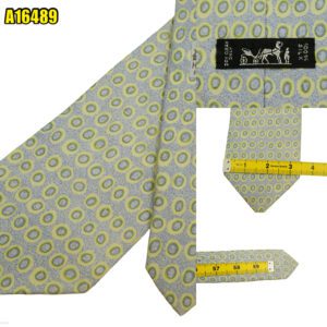Hermes Tie Silk Gray Geometric France (US Import Tax Included) มุมที่ 1