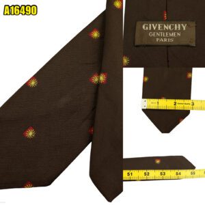 Givenchy Tie Silk PE Brown Geometric France (US Import Tax Included) มุมที่ 1