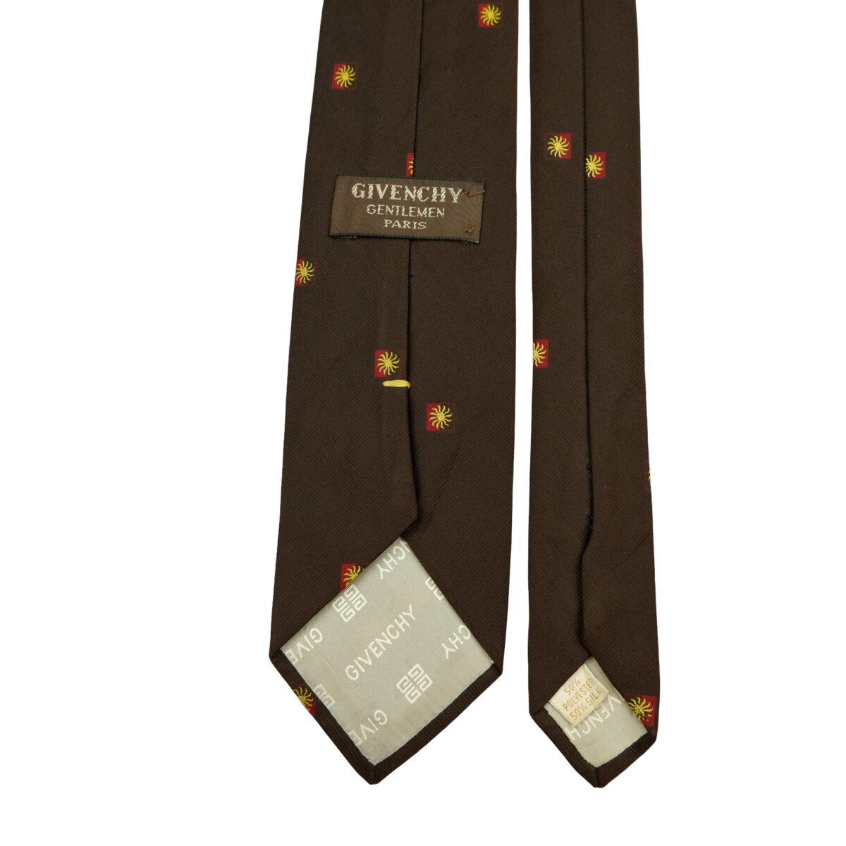 a16490 4 Givenchy Tie Silk PE Brown Geometric France (US Import Tax Included) มุมที่ 4