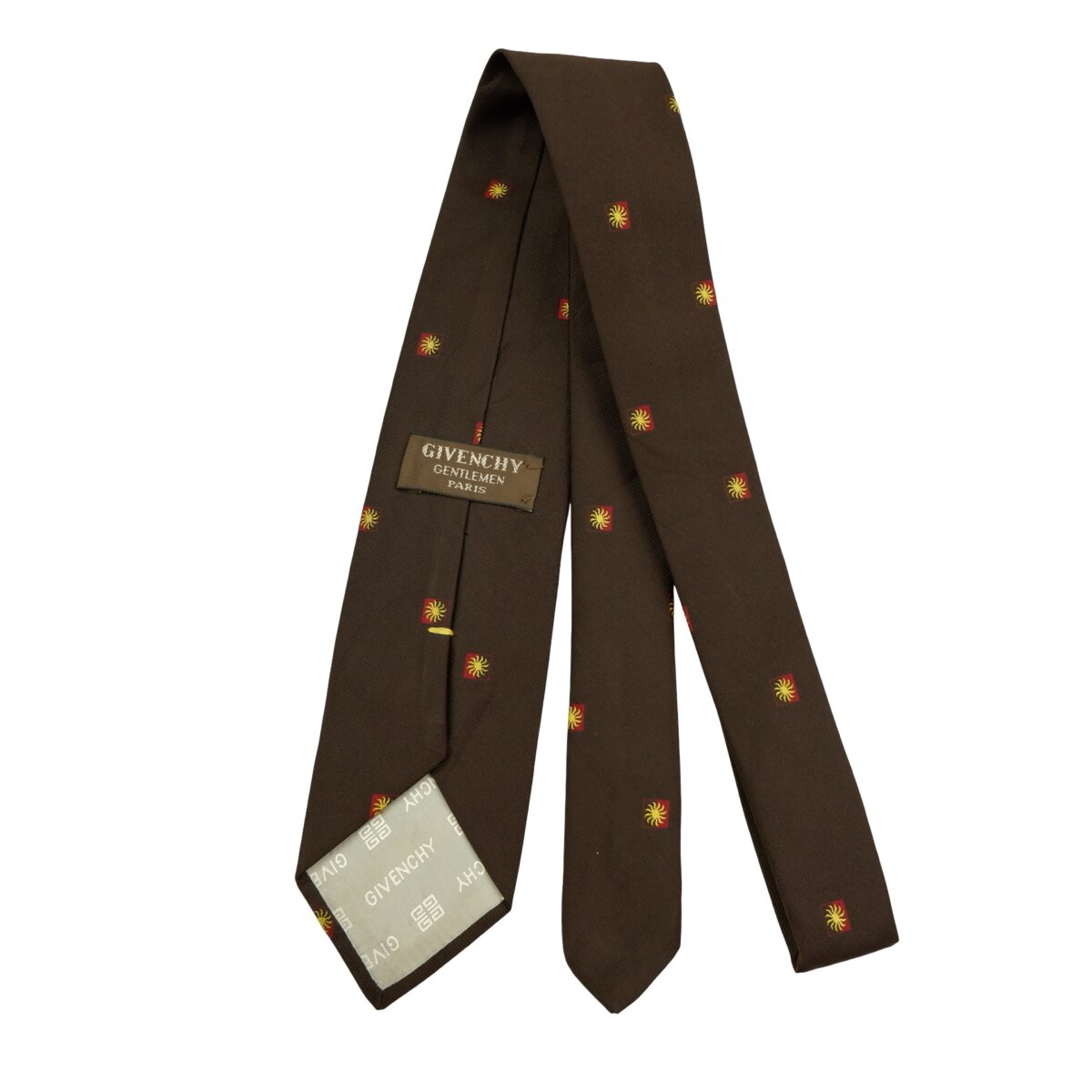 a16490 7 Givenchy Tie Silk PE Brown Geometric France (US Import Tax Included) มุมที่ 7