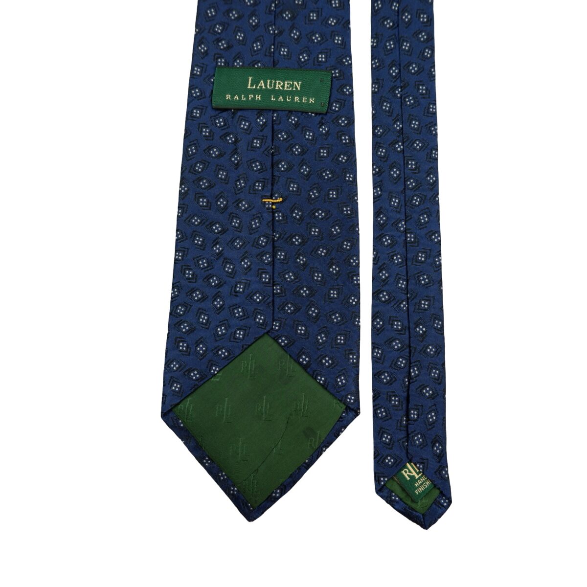 a16492 4 Lauren Ralph Lauren Tie Silk Navy Geometric USA (US Import Tax Included) มุมที่ 4