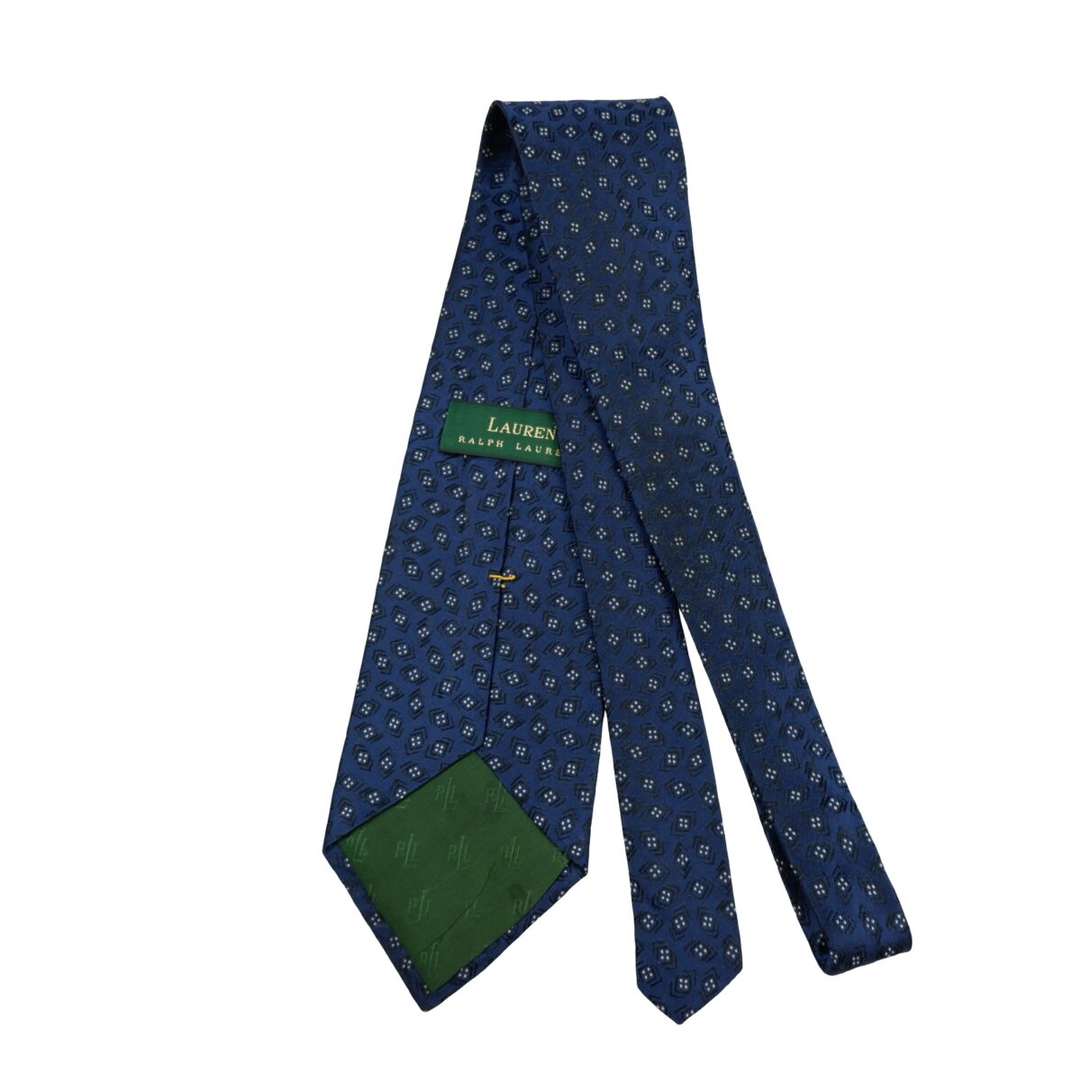a16492 7 Lauren Ralph Lauren Tie Silk Navy Geometric USA (US Import Tax Included) มุมที่ 7