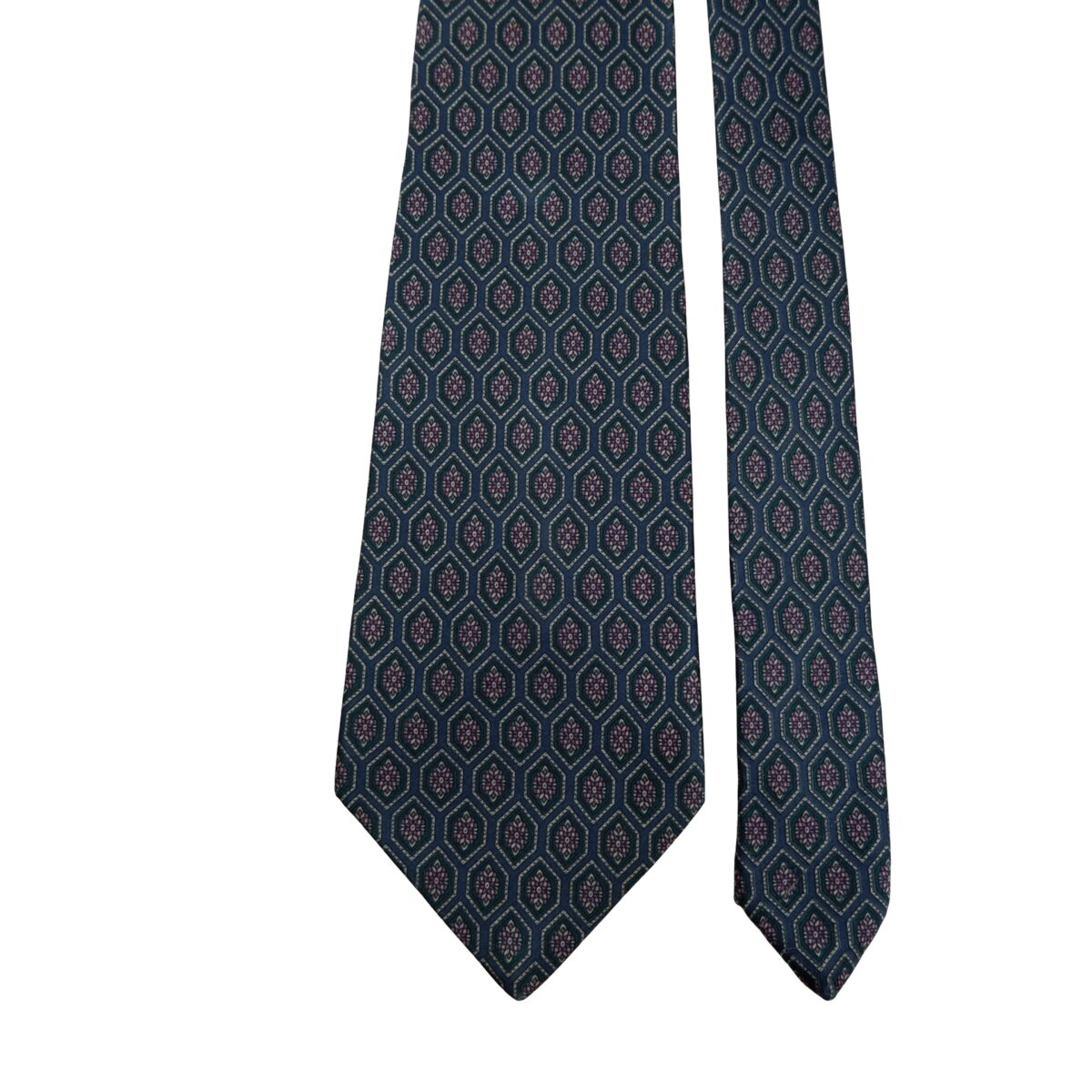 a16493 3 Lanvin Tie Silk Navy Geometric France (US Import Tax Included) มุมที่ 3