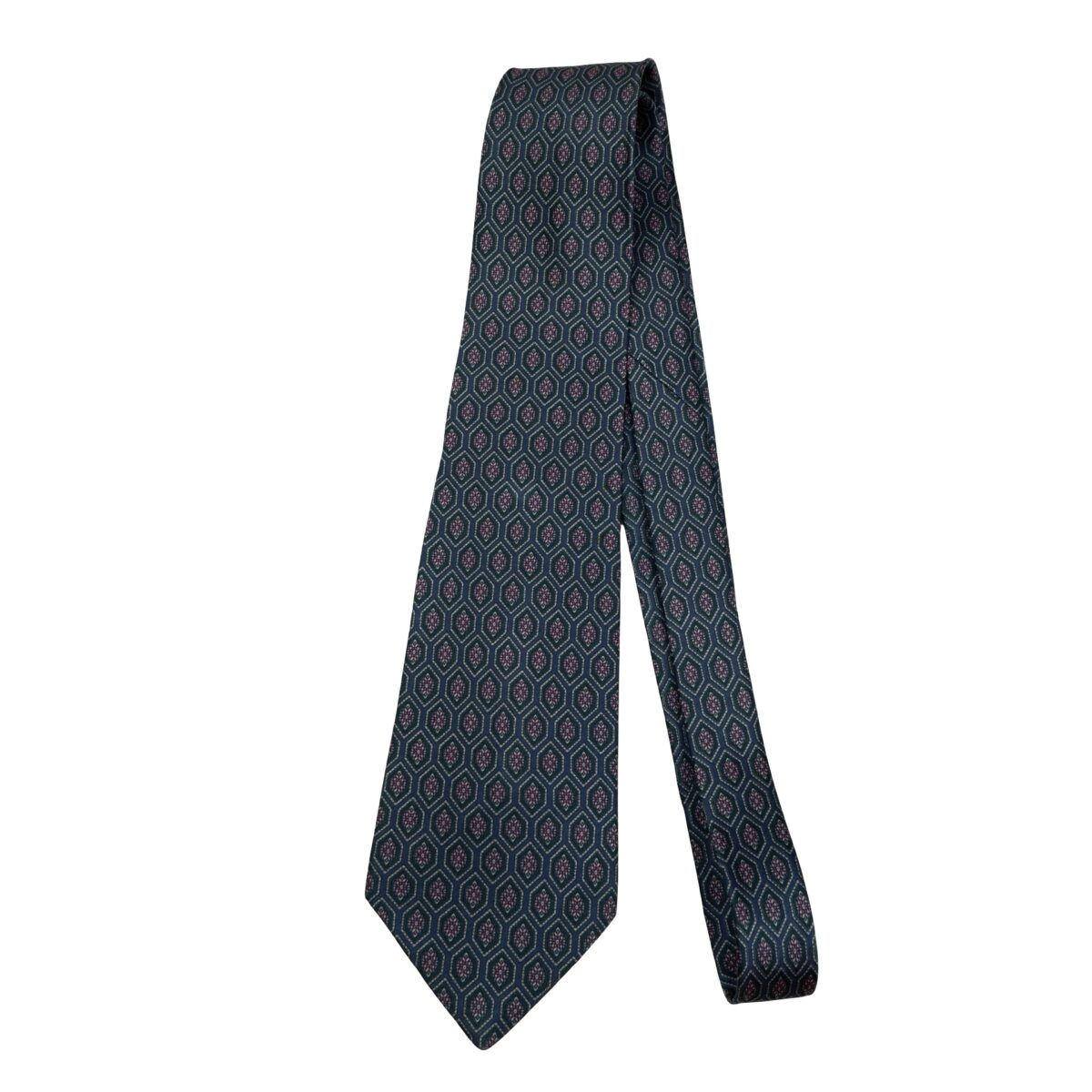 a16493 5 Lanvin Tie Silk Navy Geometric France (US Import Tax Included) มุมที่ 5