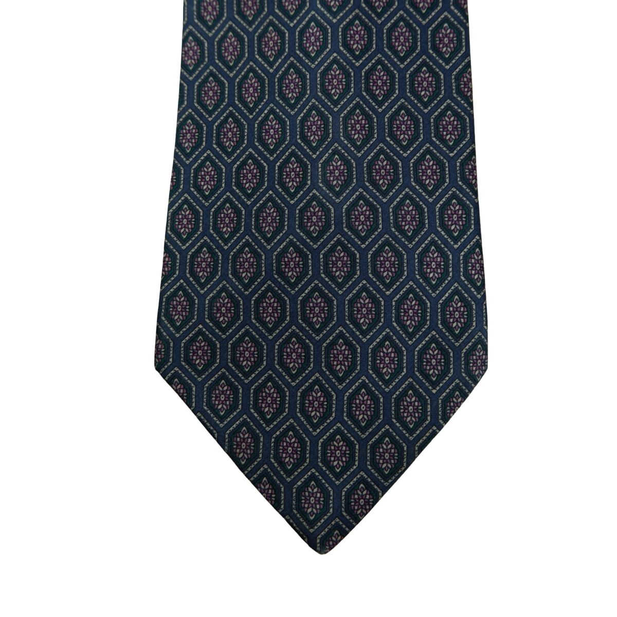 a16493 6 Lanvin Tie Silk Navy Geometric France (US Import Tax Included) มุมที่ 6