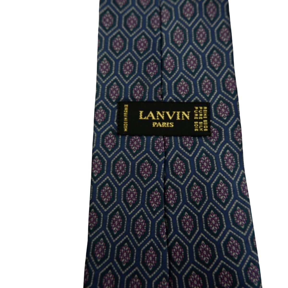 a16493 9 Lanvin Tie Silk Navy Geometric France (US Import Tax Included) มุมที่ 9