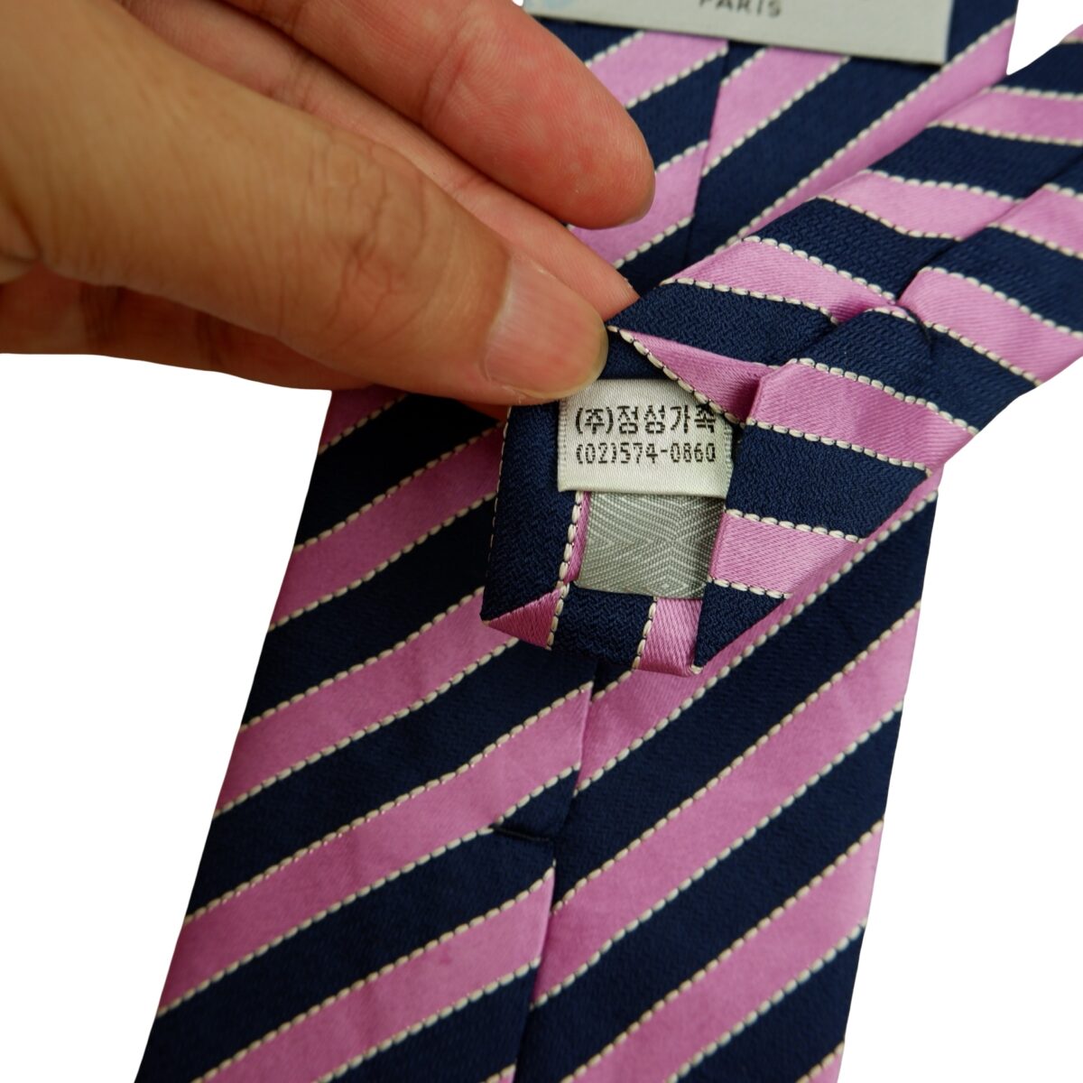 a16497 10 Balmain Tie Silk Pink Navy Stripe Korea (US Import Tax Included) มุมที่ 10