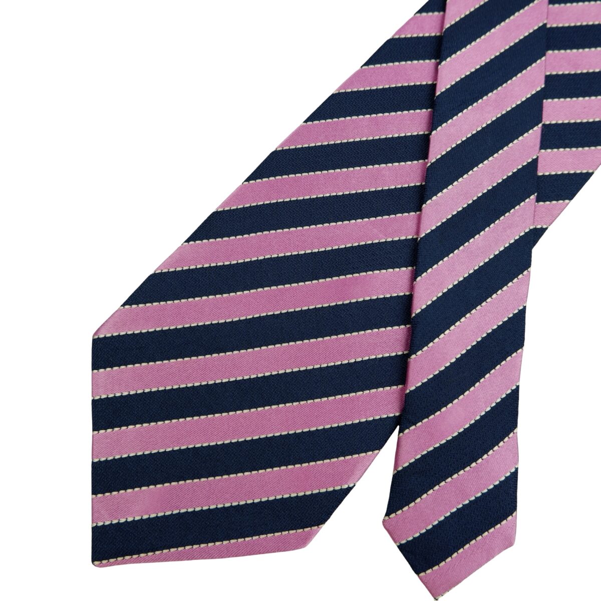 a16497 2 Balmain Tie Silk Pink Navy Stripe Korea (US Import Tax Included) มุมที่ 2