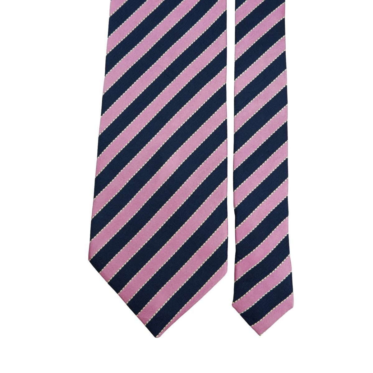 a16497 3 Balmain Tie Silk Pink Navy Stripe Korea (US Import Tax Included) มุมที่ 3