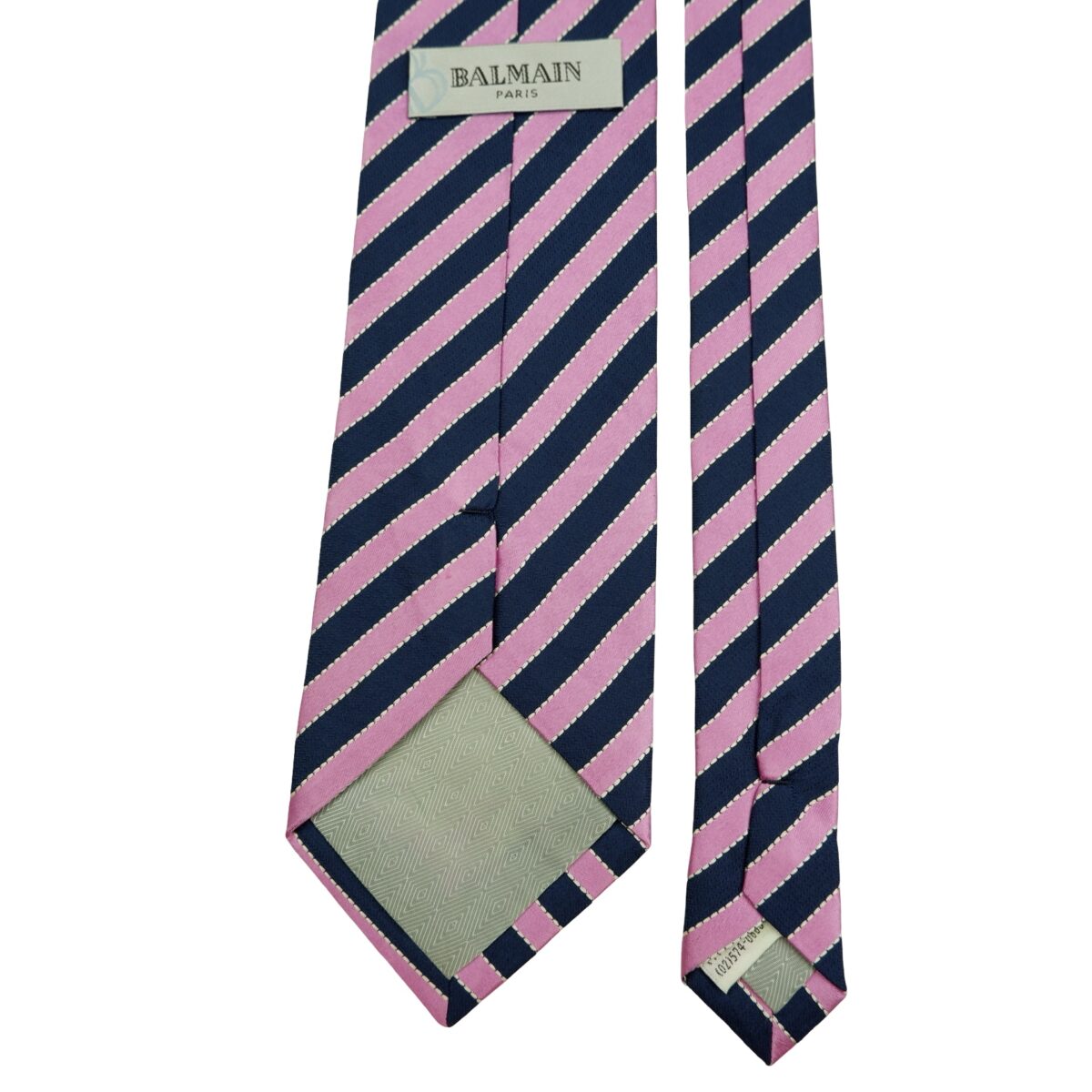 a16497 4 Balmain Tie Silk Pink Navy Stripe Korea (US Import Tax Included) มุมที่ 4