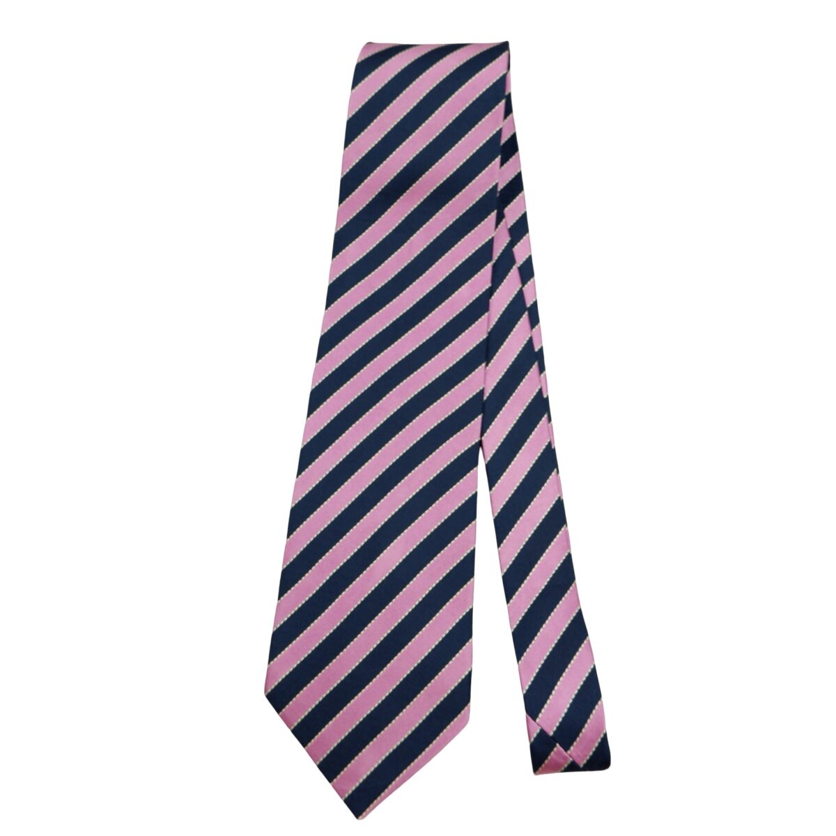 a16497 5 Balmain Tie Silk Pink Navy Stripe Korea (US Import Tax Included) มุมที่ 5