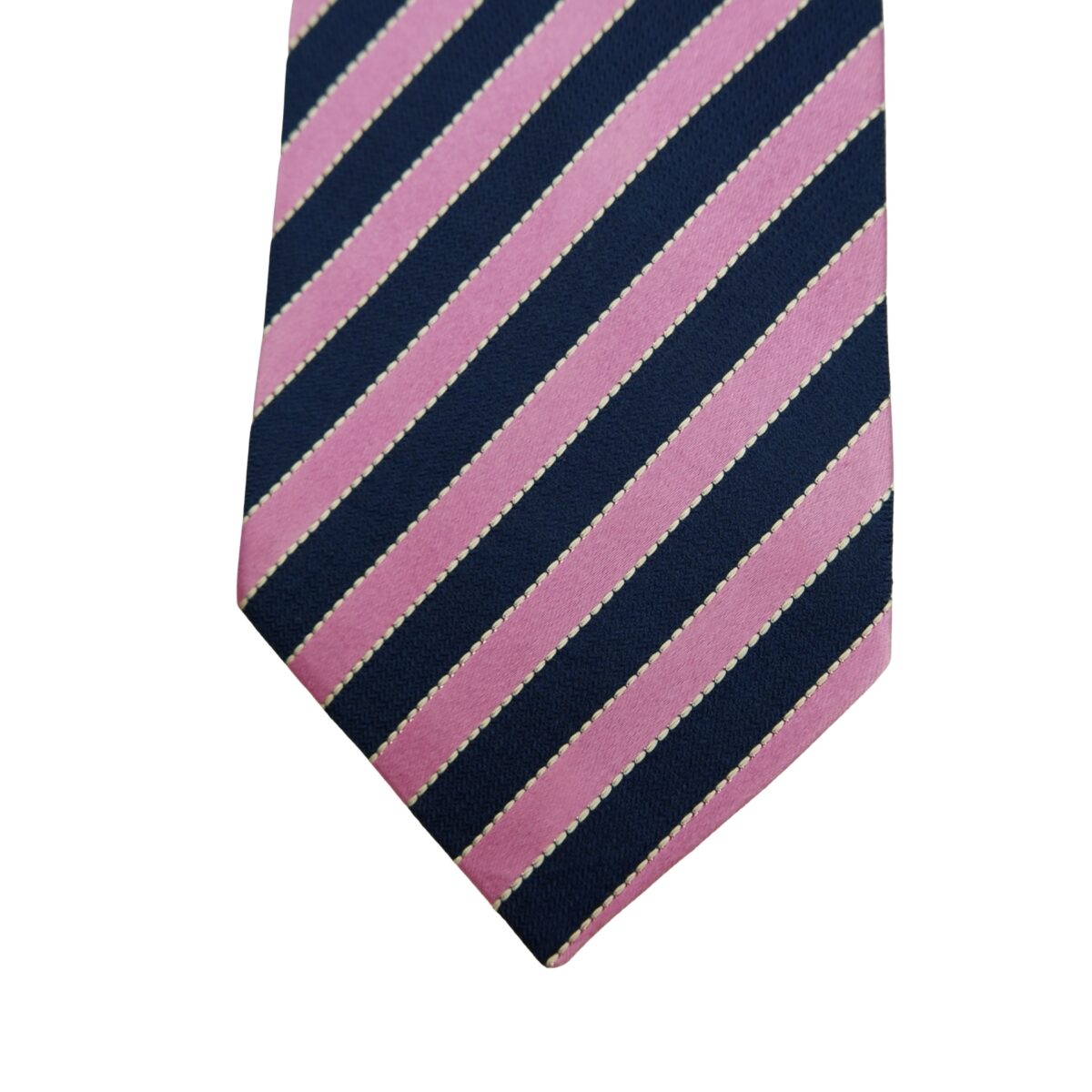 a16497 6 Balmain Tie Silk Pink Navy Stripe Korea (US Import Tax Included) มุมที่ 6