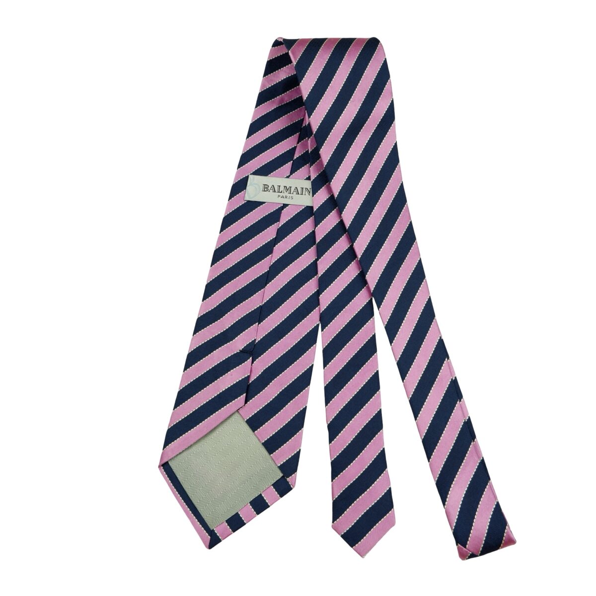 a16497 7 Balmain Tie Silk Pink Navy Stripe Korea (US Import Tax Included) มุมที่ 7