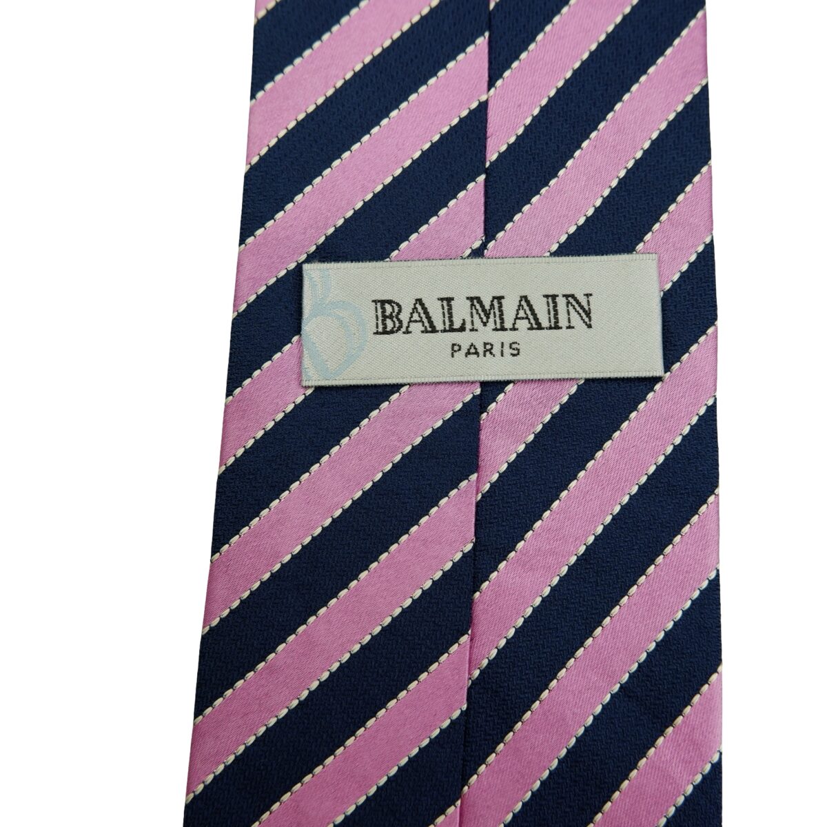 a16497 9 Balmain Tie Silk Pink Navy Stripe Korea (US Import Tax Included) มุมที่ 9