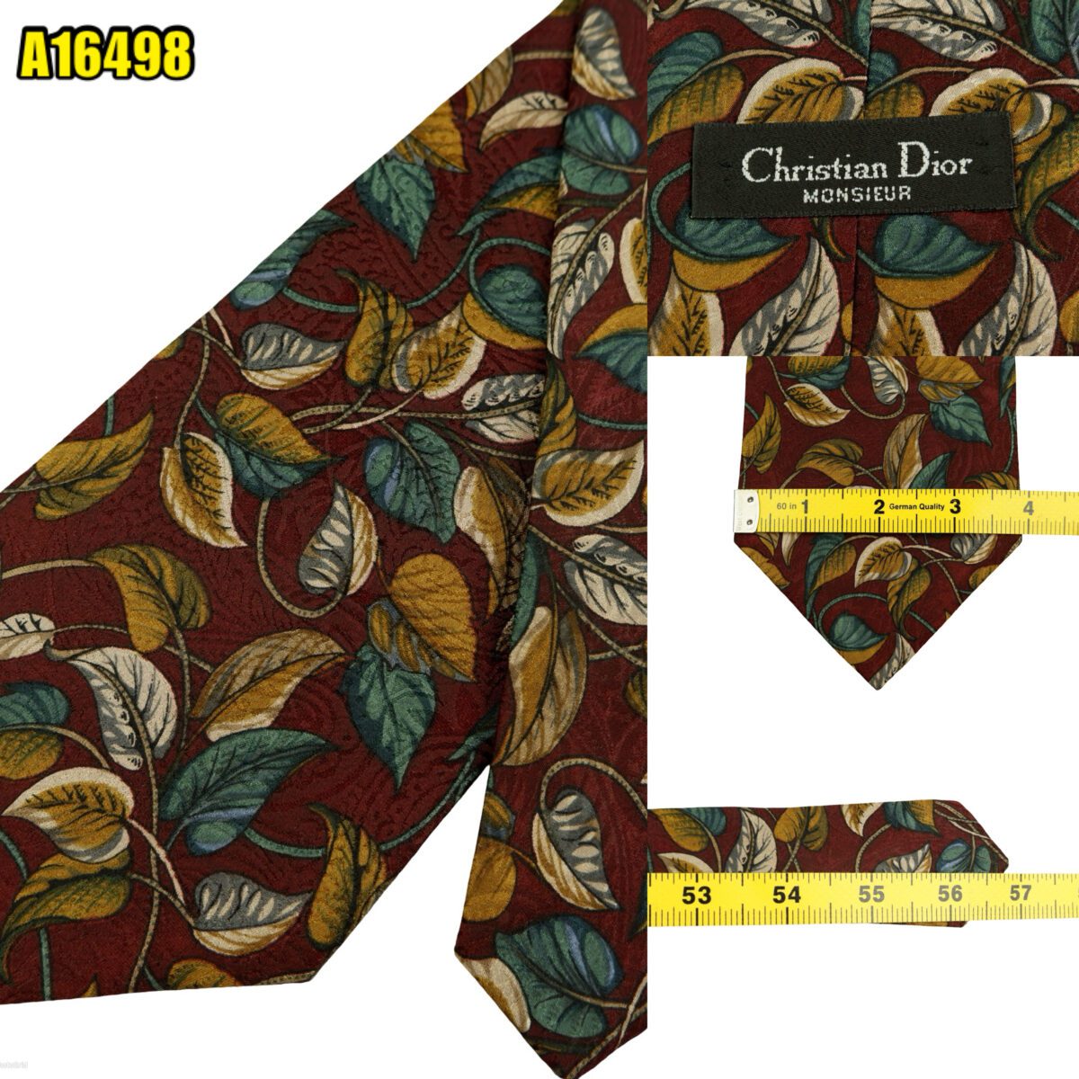 Christian Dior Tie Silk Brown Floral Vine USA (US Import Tax Included) | mesabb clothing Christian Dior Tie Silk Brown Floral Vine USA (US Import Tax Included) มุมที่ 1
