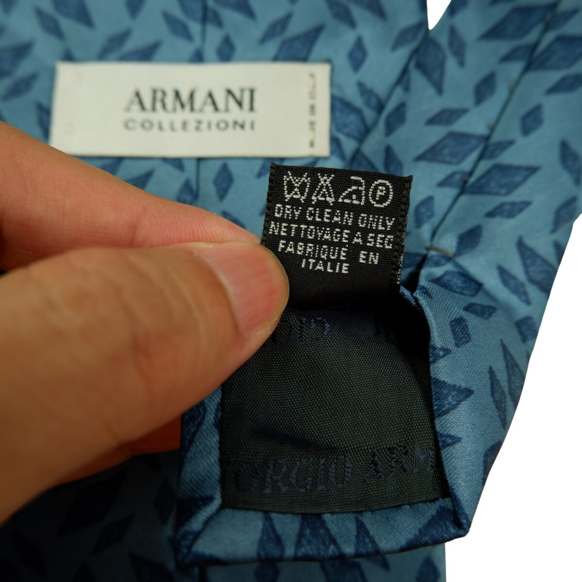 a16500 11 Armani Collezioni Tie PE Light Blue Geometric Italy (US Import Tax Included) มุมที่ 11