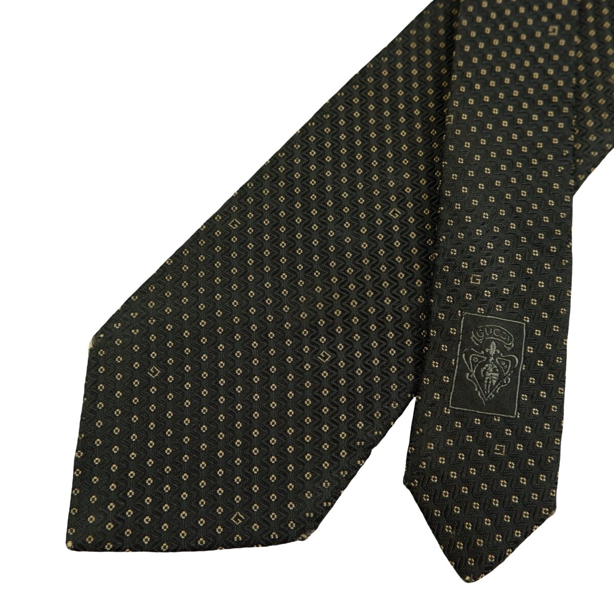 a16504 2 Gucci Tie Silk Black Dot Pattern Italy (US Import Tax Included) มุมที่ 2