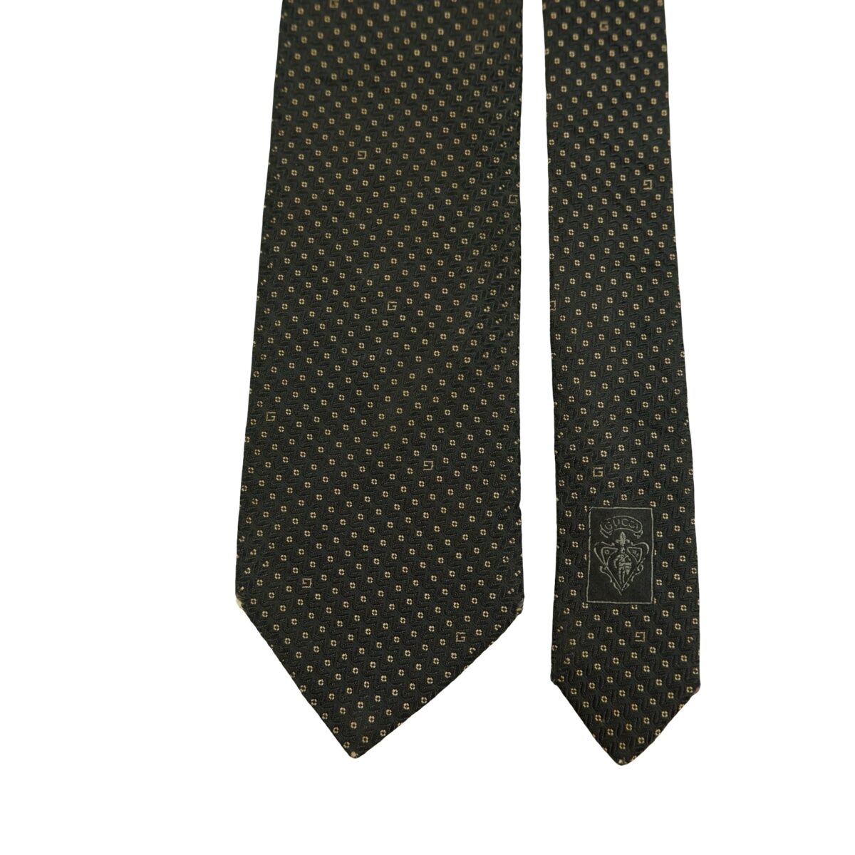 a16504 3 Gucci Tie Silk Black Dot Pattern Italy (US Import Tax Included) มุมที่ 3
