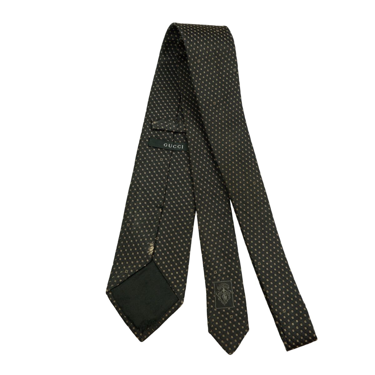 a16504 7 Gucci Tie Silk Black Dot Pattern Italy (US Import Tax Included) มุมที่ 7