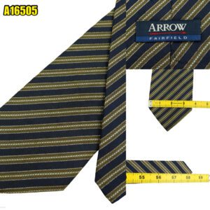 Arrow Tie Silk Dark Navy Brown Stripe Korea (US Import Tax Included) มุมที่ 1