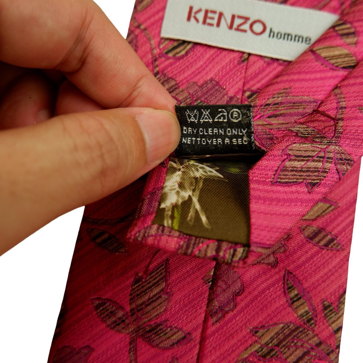 a16506 11 Kenzo Tie Silk Pink Floral Pattern Italy (US Import Tax Included) มุมที่ 11
