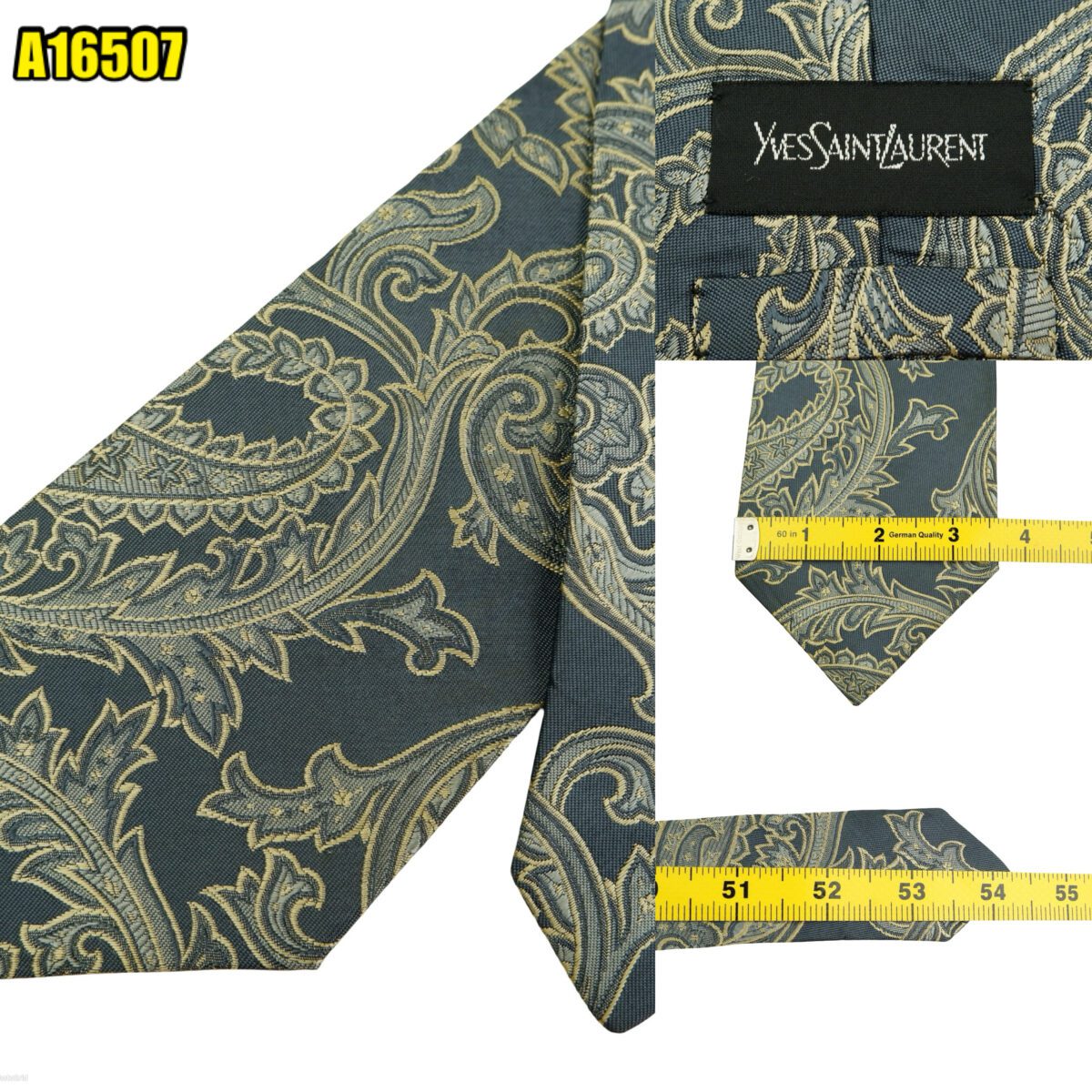created by photogrid Yves Saint Laurent Tie Silk Gray Abstract Pattern Japan (US Import Tax Included) มุมที่ 1