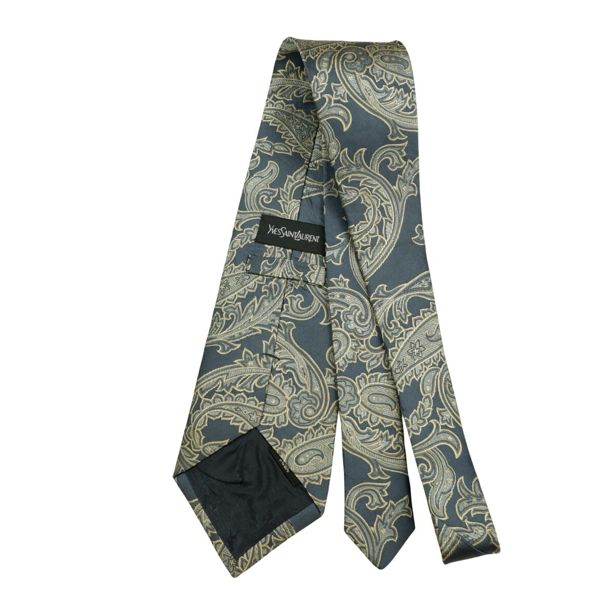 a16507 7 Yves Saint Laurent Tie Silk Gray Abstract Pattern Japan (US Import Tax Included) มุมที่ 7