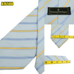 Unbrand Tie Silk Light Blue Stripe Italy (US Import Tax Included) มุมที่ 1