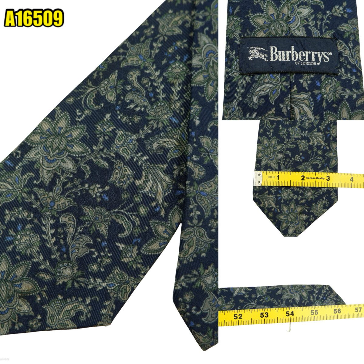 Burberry Tie Silk Dark Blue Floral Vine Japan (US Import Tax Included) | mesabb clothing Burberry Tie Silk Dark Blue Floral Vine Japan (US Import Tax Included) มุมที่ 1