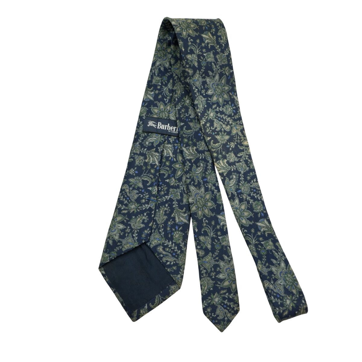 Burberry Tie Silk Dark Blue Floral Vine Japan (US Import Tax Included) | mesabb clothing Burberry Tie Silk Dark Blue Floral Vine Japan (US Import Tax Included) มุมที่ 7