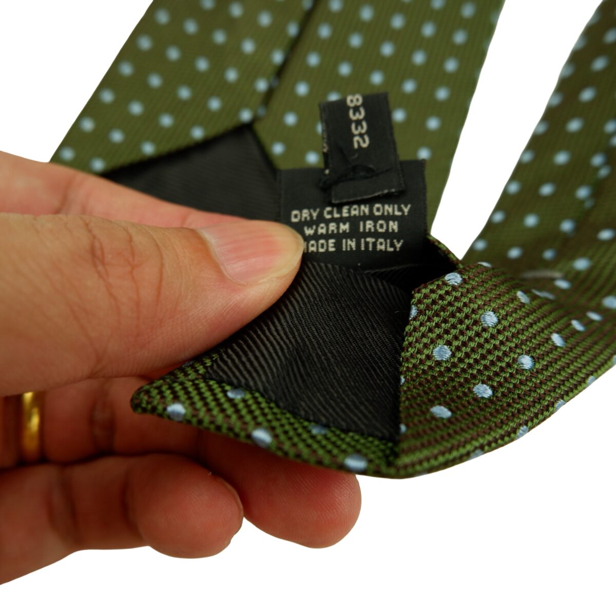 a16511 10 Ermenegildo Zegna Tie Silk Olive Green Dot Pattern Italy (US Import Tax Included) มุมที่ 10