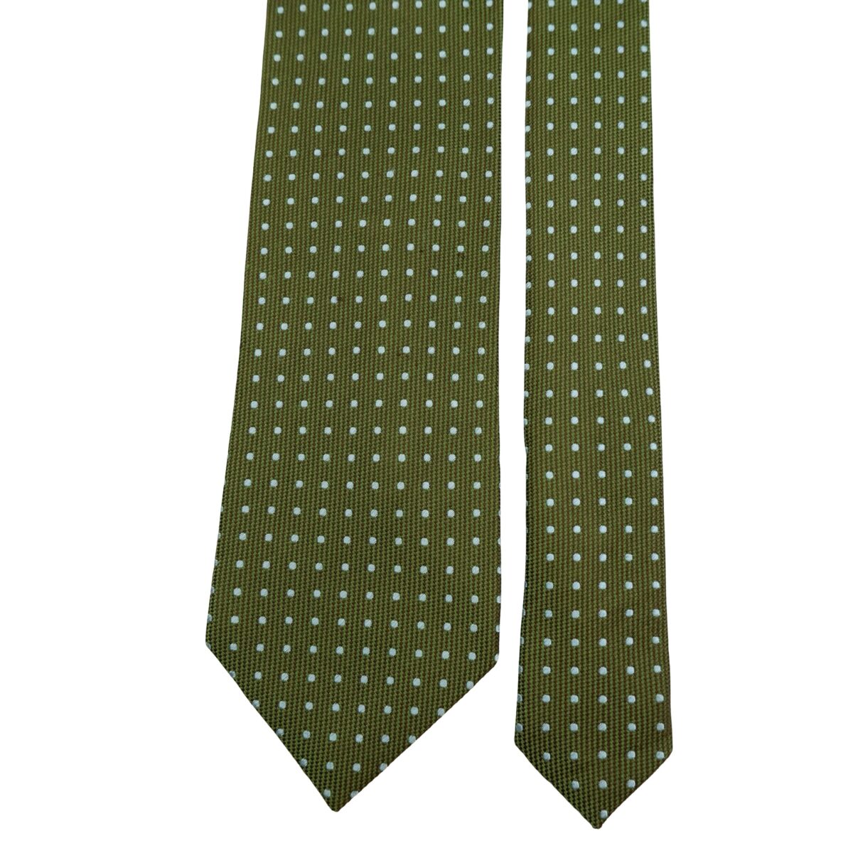 a16511 3 Ermenegildo Zegna Tie Silk Olive Green Dot Pattern Italy (US Import Tax Included) มุมที่ 3