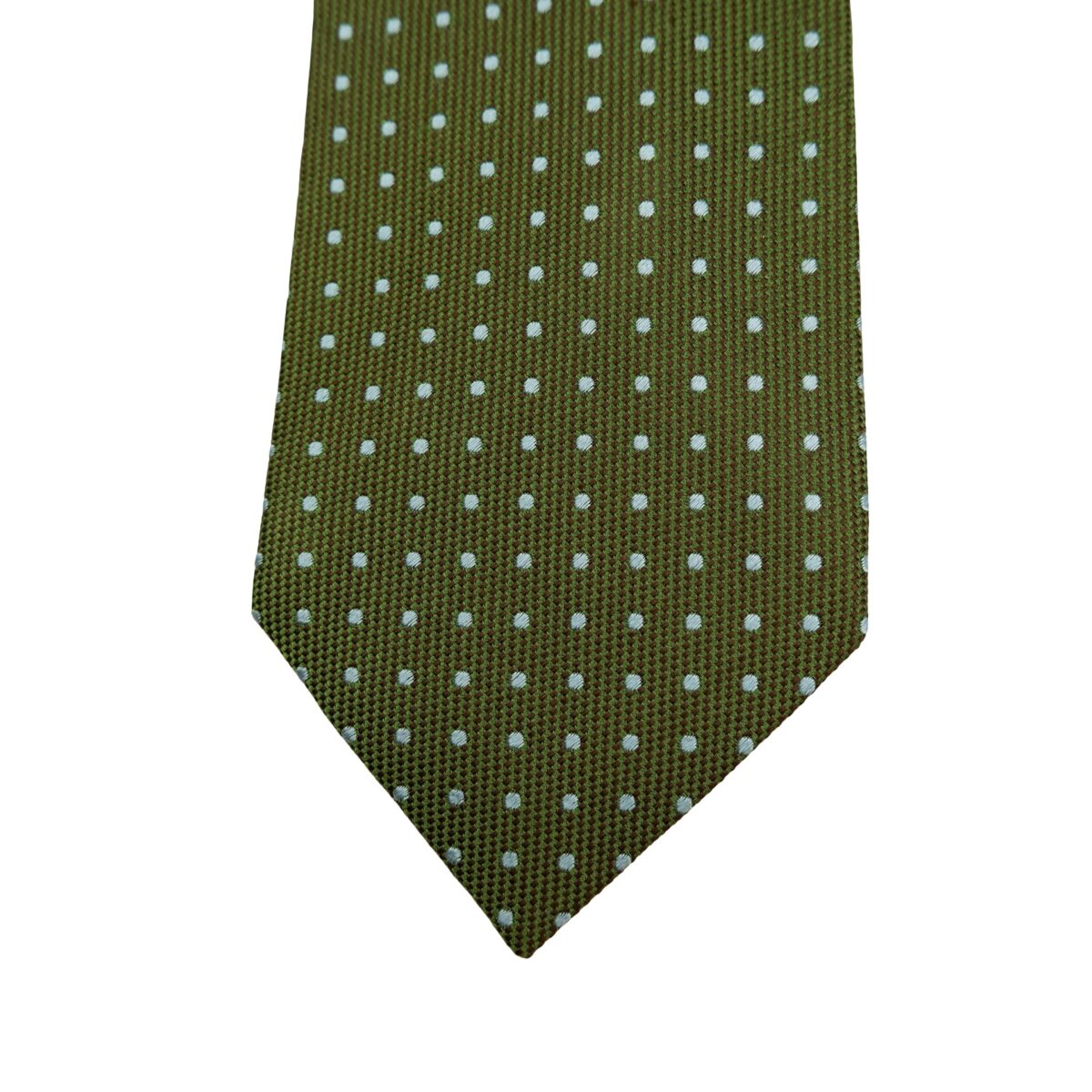 a16511 6 Ermenegildo Zegna Tie Silk Olive Green Dot Pattern Italy (US Import Tax Included) มุมที่ 6