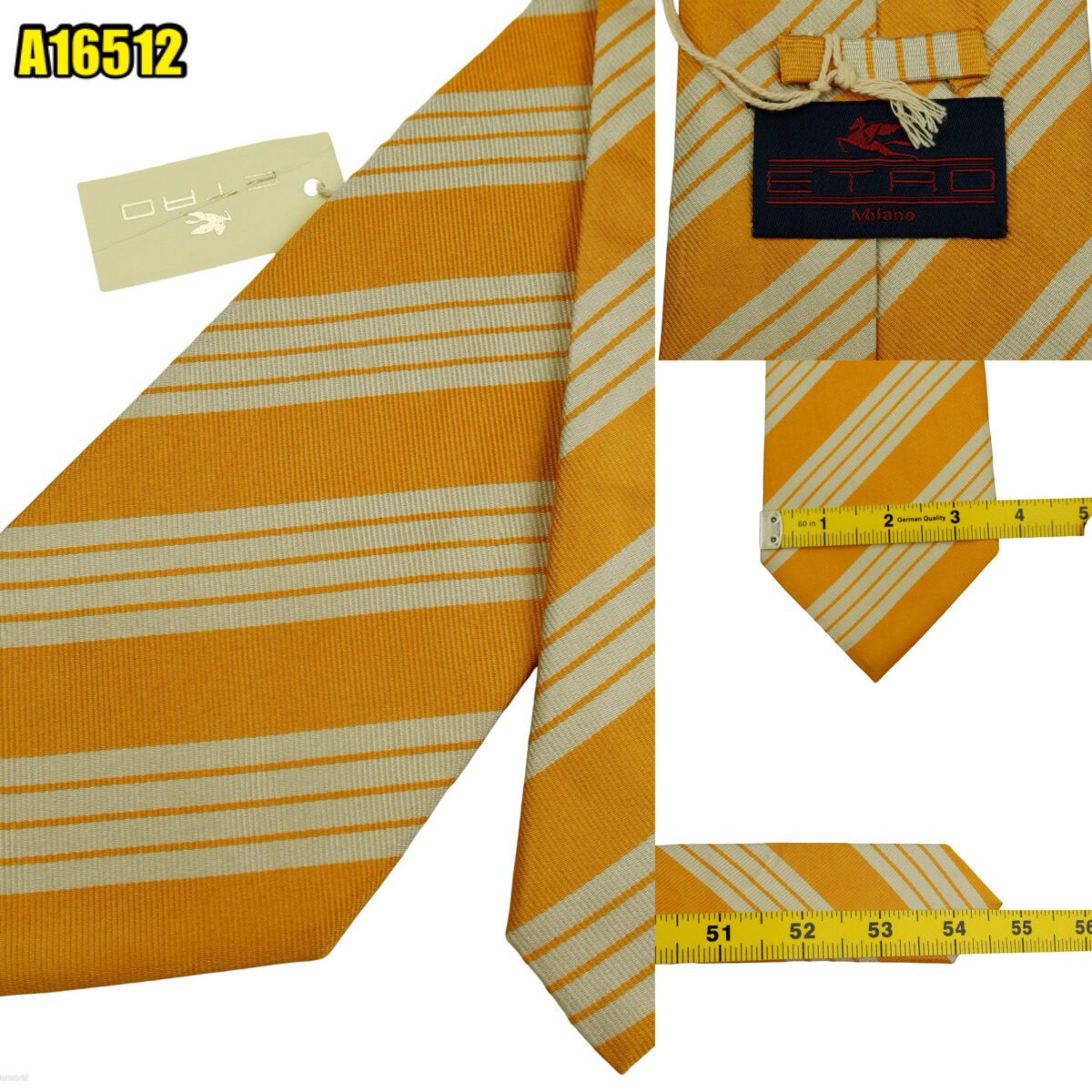 created by photogrid Etro Tie Silk Yellow Stripe Italy (US Import Tax Included) มุมที่ 1