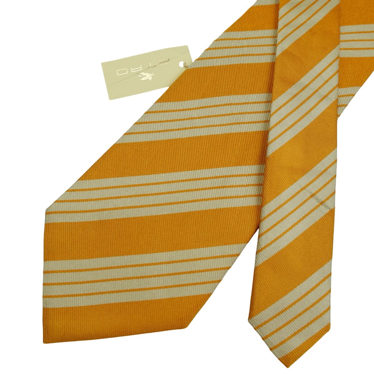 a16512 2 Etro Tie Silk Yellow Stripe Italy (US Import Tax Included) มุมที่ 2