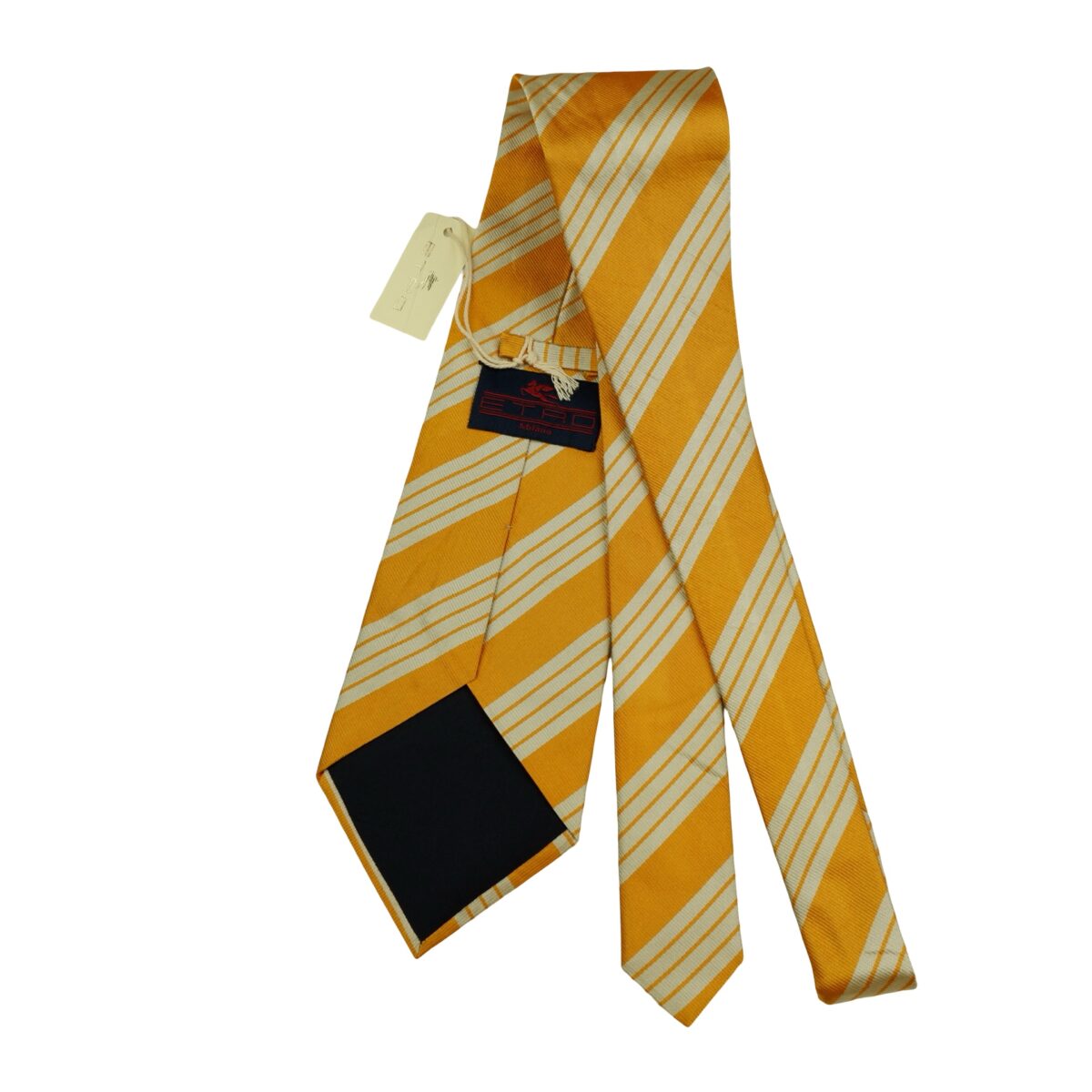 a16512 7 Etro Tie Silk Yellow Stripe Italy (US Import Tax Included) มุมที่ 7