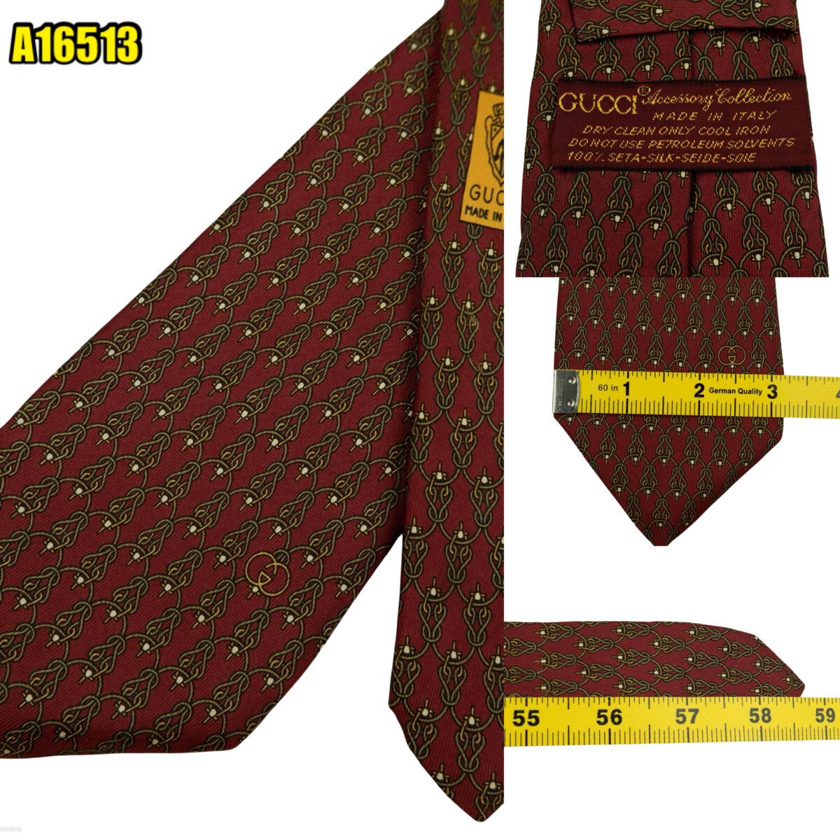 Gucci Tie Silk Brown Monogram Italy (US Import Tax Included) | mesabb clothing Gucci Tie Silk Brown Monogram Italy (US Import Tax Included) มุมที่ 1
