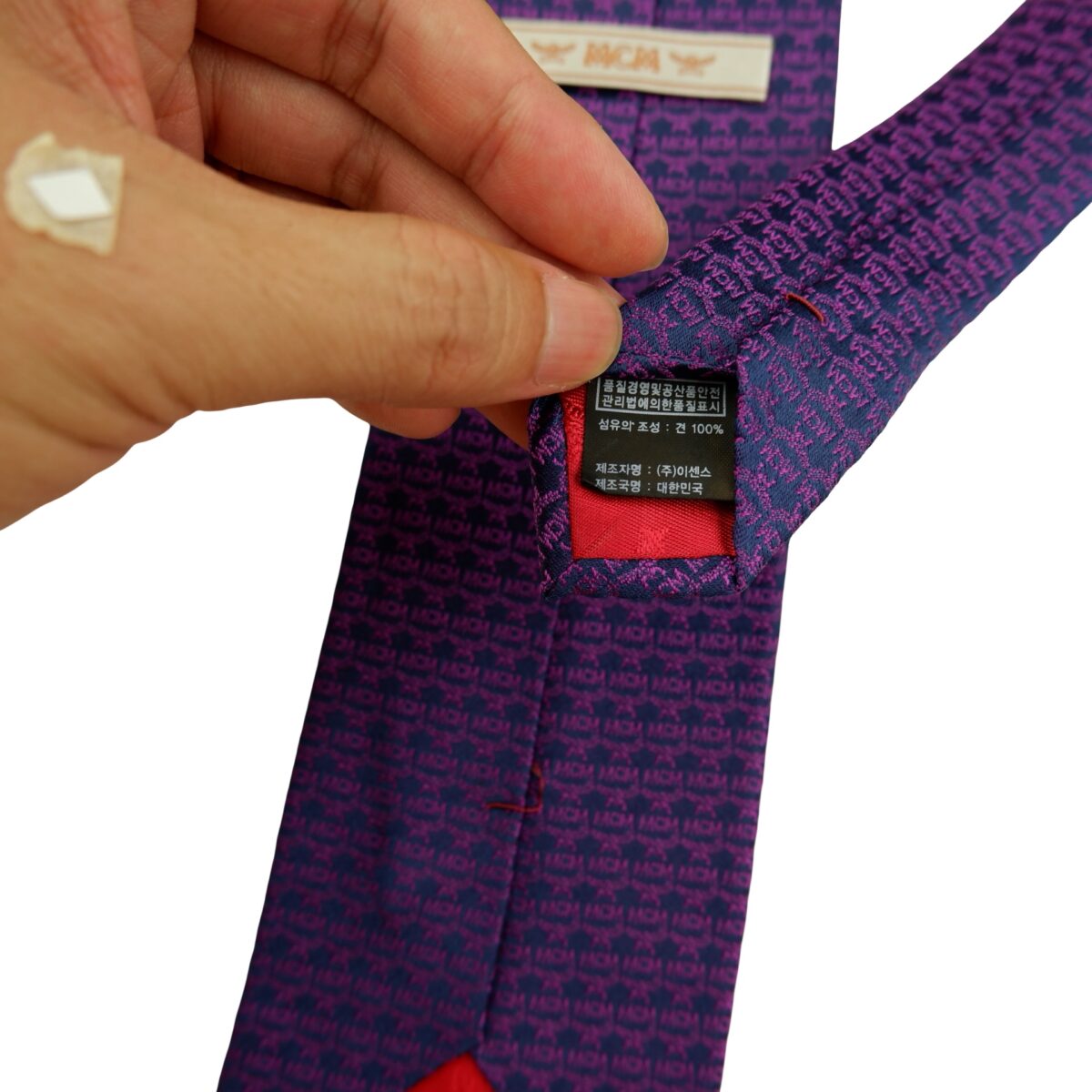 a16514 10 MCM Tie Silk Purple Visetos Monogram Korea (US Import Tax Included) มุมที่ 10