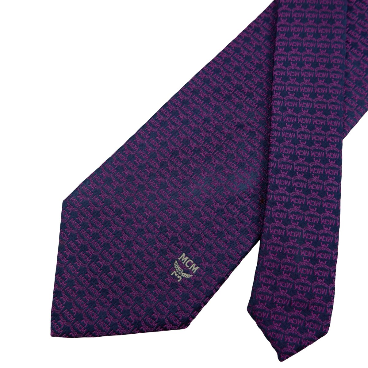 a16514 2 MCM Tie Silk Purple Visetos Monogram Korea (US Import Tax Included) มุมที่ 2
