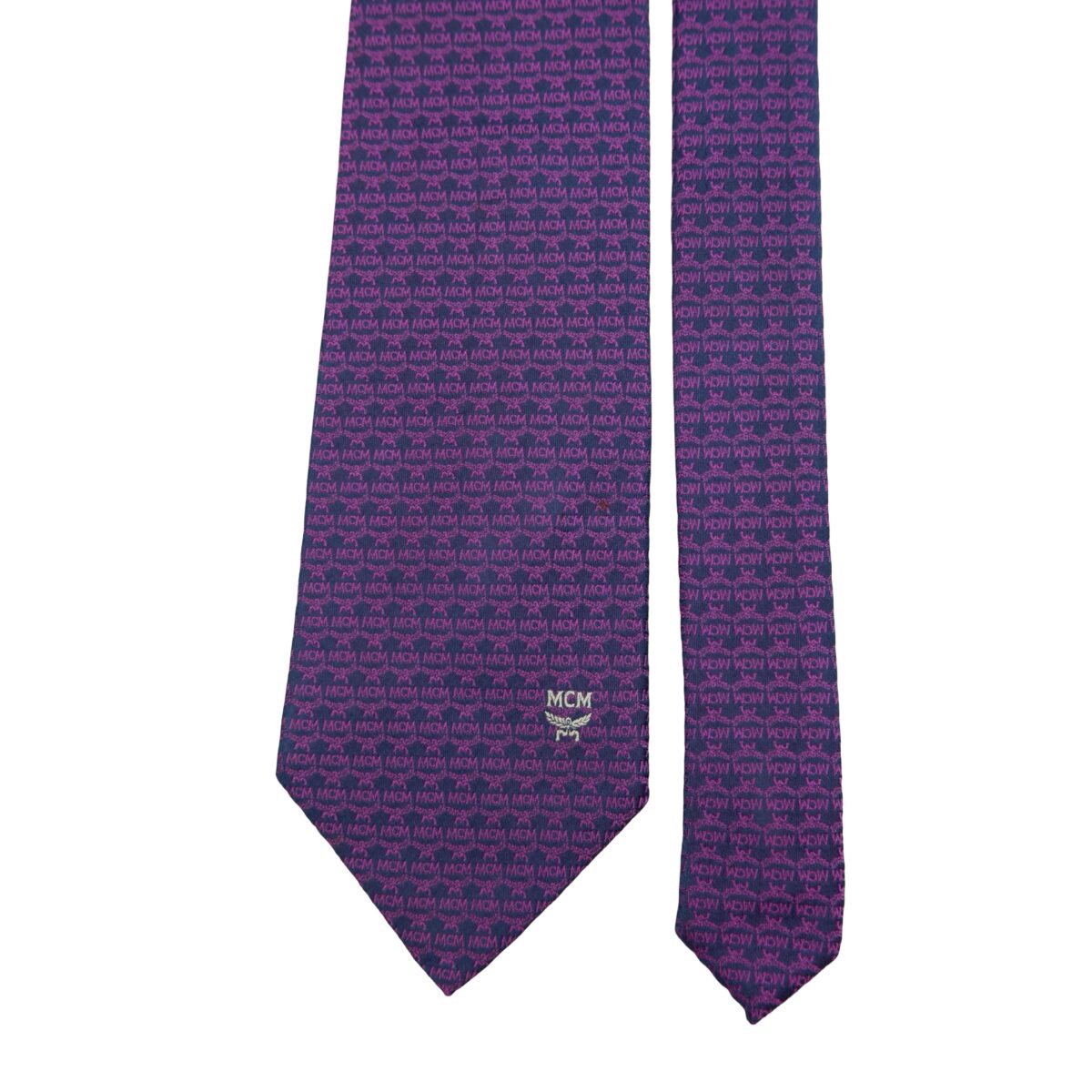 a16514 3 MCM Tie Silk Purple Visetos Monogram Korea (US Import Tax Included) มุมที่ 3