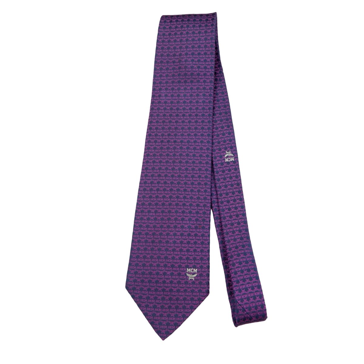 a16514 5 MCM Tie Silk Purple Visetos Monogram Korea (US Import Tax Included) มุมที่ 5