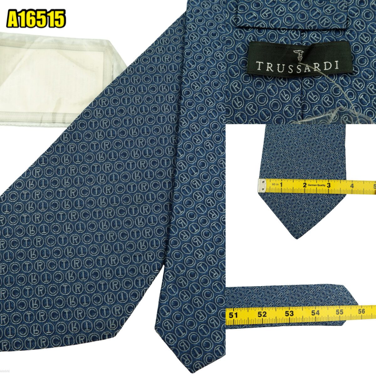 created by photogrid Trussardi Tie Silk Navy Monogram Italy (US Import Tax Included) มุมที่ 1